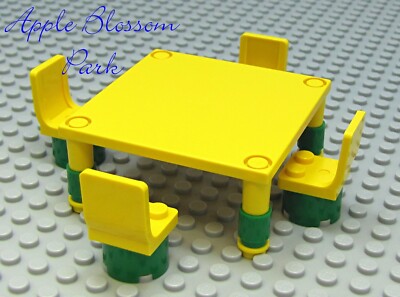 RARE Lego YELLOW TABLE & CHAIRS SET Minifig Friends Size Green Bay Packer Seats | eBay