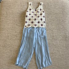 Knit Works Girls Outfit Size 14. Summer Knit Tank With Light Blue Linen Pants