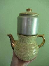 Enterprise Aluminum Co Drip O Lator Coffee Pot Creamer Sugar Set Yellow 22k Gold