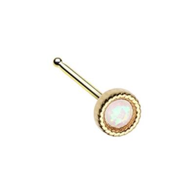 Glitter Opal Round Shape Nose Bone Stud Ring Rose Gold Sexy Beautiful Jewelry