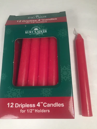 12 RED 1/2" Angel Chimes DRIPLESS 4" Short Candles 4 vintage holders Kurt Adler - product listing photo