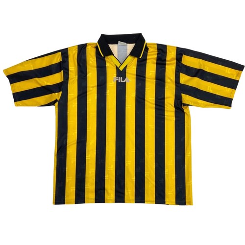 Vintage 90s Yellow Black Fila Football Monogram Jersey L - Picture 1 of 4