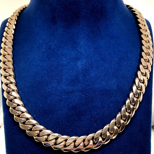 Rose Gold Cuban Link Necklace Chain 