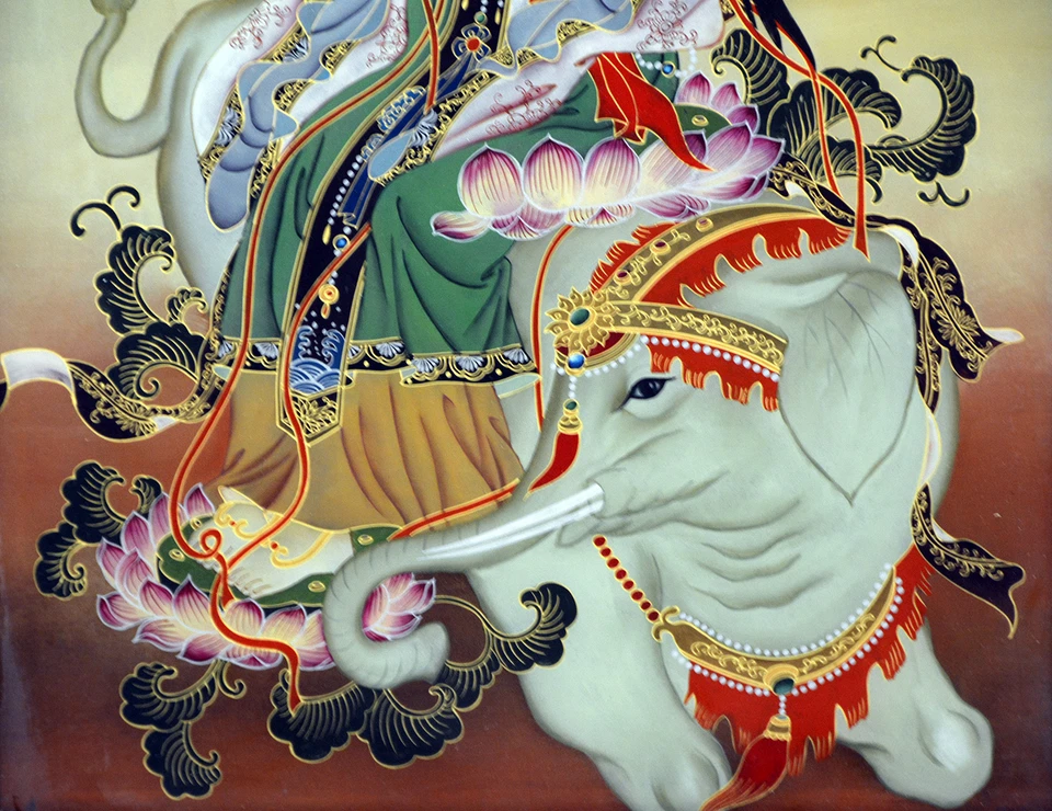 Superb Vintage Chinese Buddhist Reverse Glass Painting Wall Hanging Plaque - Image 4 of 4