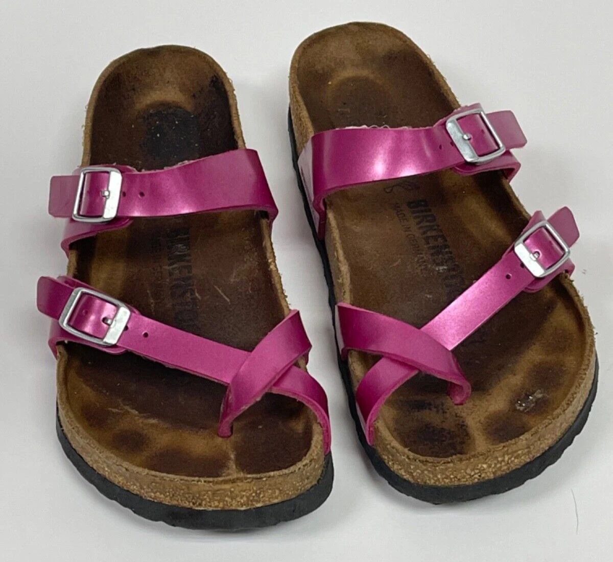Birkenstock Mayari Birko Flor Sandals Metallic Cuts Magenta Womens