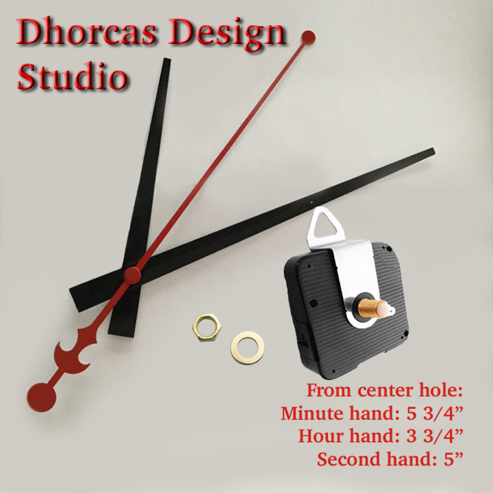 (#03) Quartz Clock movement kit, 1/4",1/2",3/4", 1" thread motor & LONG 5" hand