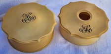 2 Vintage Art Deco Celluloid Dresser Set Bakelite Vanity Bowl Compacts 5" Diam.