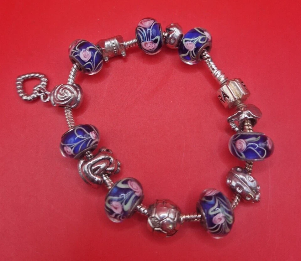 Pandora Silver bracelt with 14 Charms - Image 2 of 4