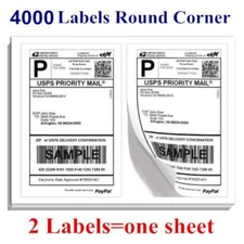 4000 Half Sheet Shipping Labels 8.5x5.5 Round Corner Blank For Laser Inkjet