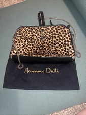 Mossimo Dutti Leopard Bag Made Of Faux Animal Hair W/gold Chain Strap & Dust Bag