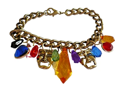 hübsches Bettel Armband 21 cm gold viele Anhänger Strass bunt ModeSchmuck NEU - Bild 1 von 2