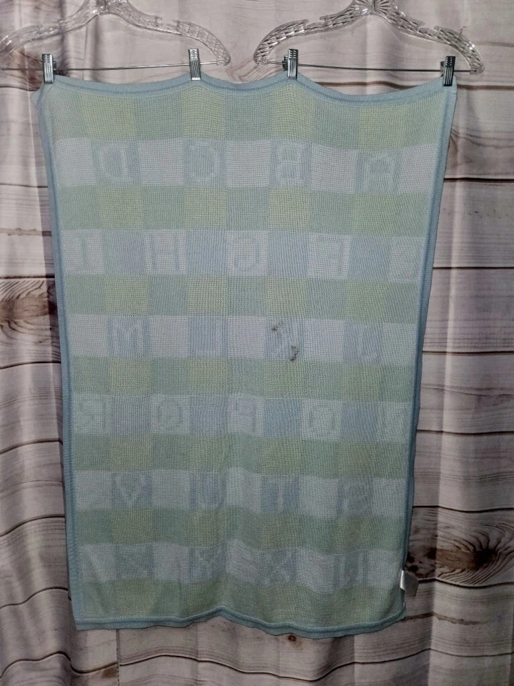 Manta Wamsutta Bloques Alfabeto Azul Bebé Manta Tejido 100% Acrílico Foto 4 de 4