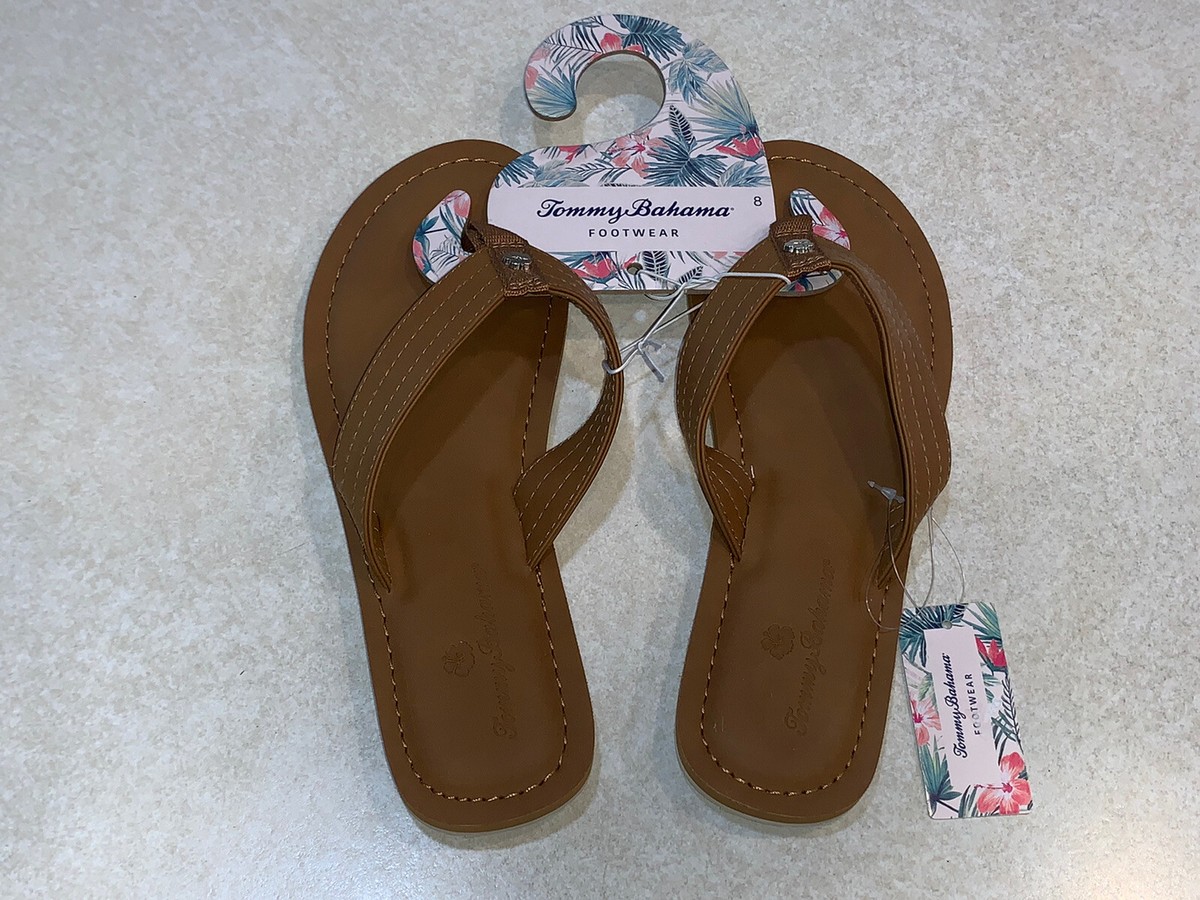 Tommy Bahama Speedwell Sandals Flip Flops Brown Faux Leather  display picture 1