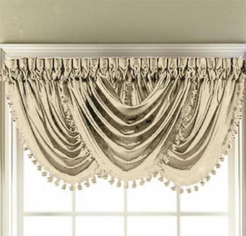 Hyatt Fringe Waterfall Valance Window Treatment Colors Rod Pocket - Picture 8 of 11