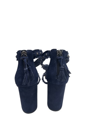 Vince Camuto Bevveyn Blue Suede Studded Ankle Strap Heels Size 6 M - Picture 9 of 9