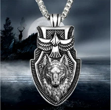ARROW WOLF HEAD SPEAR Pendant On 925 Sterling Silver 20" necklace Won Gold Award