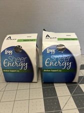 2- L'eggs Sheer Energy Control Top Sheer Toe Pantyhose: Off Black Size A 60826