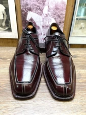 A. TESTONI IMMACULATE CONDITION 9.5D CHOCOLATE SPLIT TOE DERBY MENS DRESS SHOES