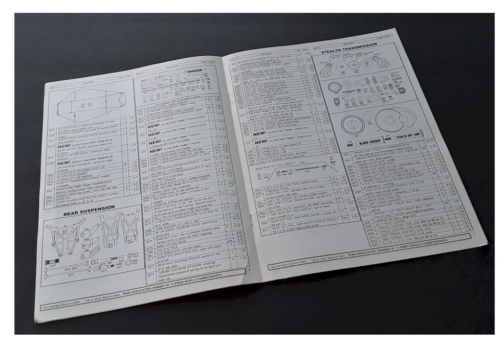 Vintage RC Car Team Associated RC10B3 RC10B2 Catalog Price List