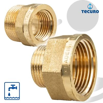 tecuro Übergangsstück Außengewinde G x Innengewinde Rp, zyl. Messing blank