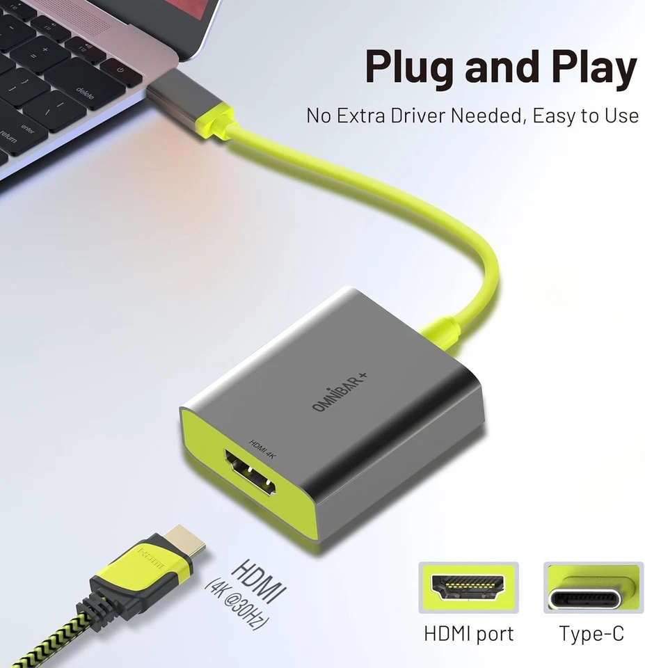 USB-C to HDMI Phone Adapter 4K 1080P HDTV for Android Samsung LG HTC Moto MacPro - Image 2 of 4