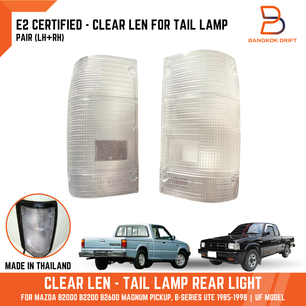 PAIR CLEAR LENS TAIL LIGHT REAR LAMP FOR MAZDA B2000 B2200 B2600