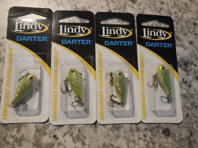 4 Pack Lindy Darter Jig Ice & Crappie Rattle Bait 1/8 oz.Lures  CHARTREUSE GLOW.
