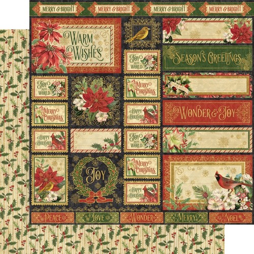 GRAPHIC 45 - WARM WISHES COLLECTION - 8" X 8" - 24 SHEETS, Christmas, Poinsettia - Picture 8 of 9