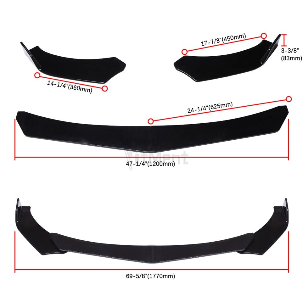 Para Toyota Avalon Front Bumper Lip Spoiler Splitter + 2.2M Saias Laterais + Varas de Apoio de Suspensão - Imagem 2 de 4
