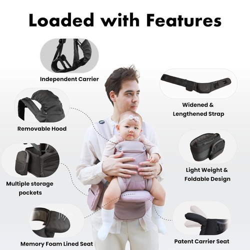 Versatile Baby Carrier with Patented Hip Seat Design - Supports Ages 0-36 - Picture 7 of 10