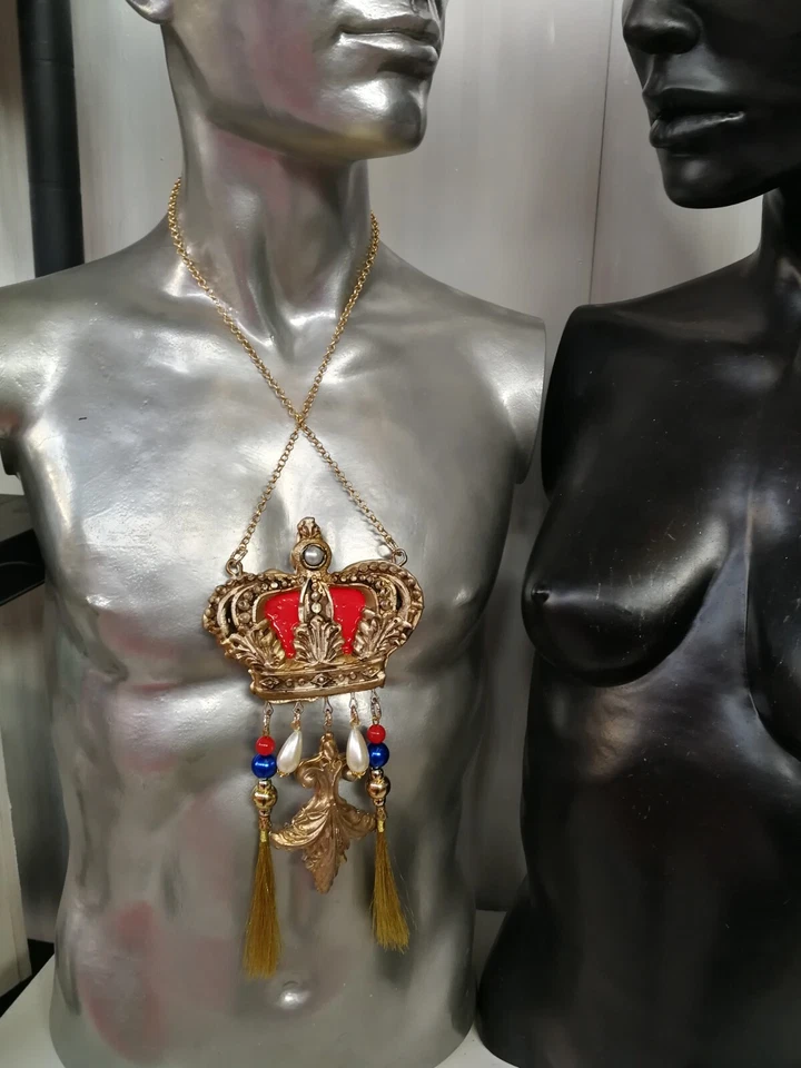 Royal Crown King Queen Jewelry Fashion Victorian Necklace Pendant Vintage Gothic - Image 3 of 4