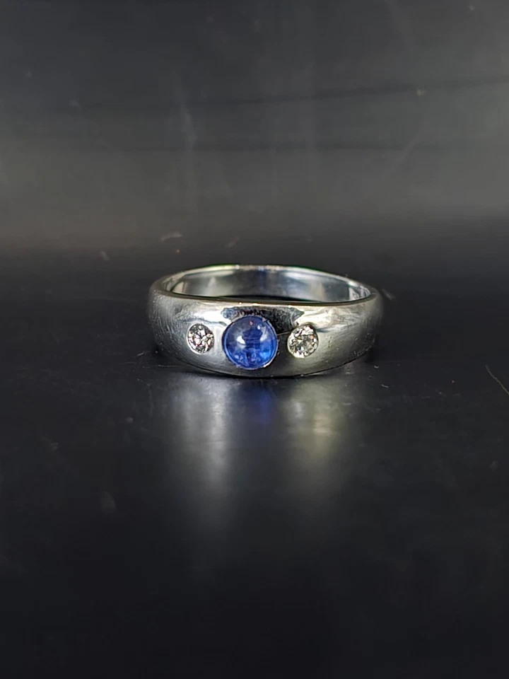 Herren Ring in 590 Platin mit Diamant & Saphir Gypsy Ring Größe 58 ( 18,4mm Ø)💍 - Bild 3 von 4