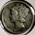 1931-S Mercury Dime - Free Shipping - (12-6)