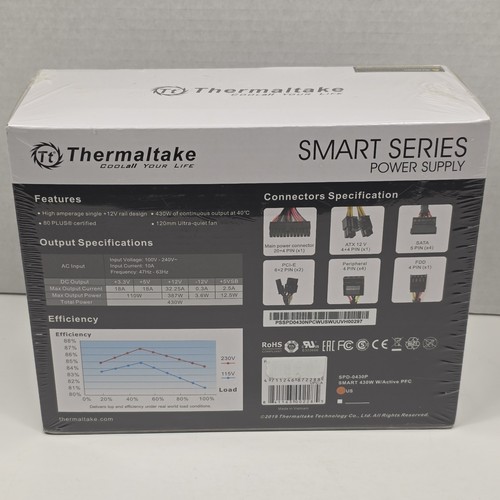Thermaltake Smart 430W Power Supply Unit ATX PSU, 80 Plus, 120mm Fan, New! - Picture 2 of 5