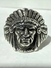 VINTAGE WCM SIGNED STERLING SILVER NATIVE AMERICAN CHIEF MENS RING SZ 10.5