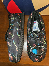 Champion University Wild Black Neon Slipper Womans 5 Size Boys 3.5 New in box