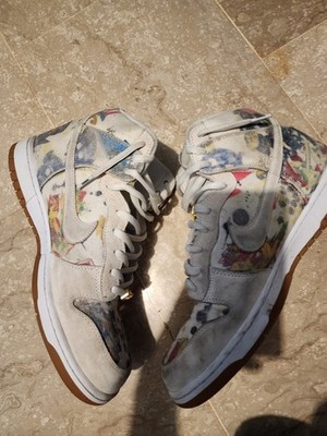 supreme dunks size 13Men s High Top Athletic Sneakers White/Multicolor Abstra