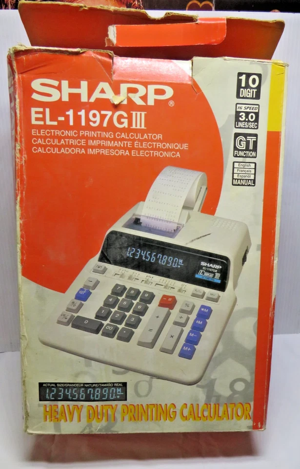 Sharp EL-1197G 3 Portable Printing Electronic 10 Digit Calculator Tax Function - Image 3 of 4