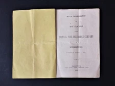 1861 antique MUTUAL FIRE INSURANCE CO hummelstown pa BY-LAWS ACT INCORPORATION
