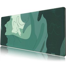 Cute Green Cat Desk Mat Extended Mouse Pad Large Gaming Mousepad XL Long Desk...