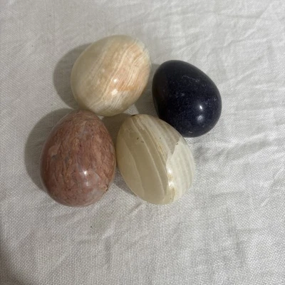 vintage stone Marble Alabaster eggs X 4 Pink Purple Neutral - Image 1 of 4
