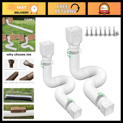2 Pack Flexible Downspout Extensions, Adjustable Gutter Drain Extenders, 21-60''