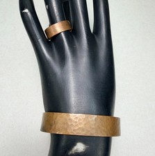 Vintage Hammered Copper Cuff Bracelet Minimalist Set Cuff And Ring Sz 7