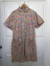 Vintage 70s Pearlsnap Womens Large Floral Lounges House Gown Dress Grannycore