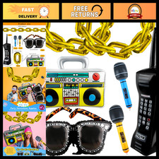 15 Pcs Inflatable 80s 90s Party Decor - Boombox, Microphone, Mobile Phone, Glass