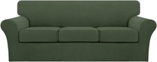 4 Piece T Cushion Sofa Slipcovers Stretch Couch Cover 3 Cushion Sofa Green