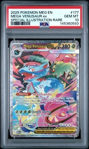 2025 Pokemon Mega Evolution #177 Mega Venusaur ex SIR PSA 10 Graded 593