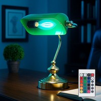 Tischleuchte Tischlampe Fernbedienung Farbwechsler Dimmbar Messing Antik Rgb Led