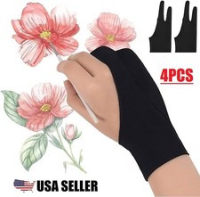 4Pcs Two Finger Anti-fouling Glove Drawing  Pen Graphic Tablet Pad For Artist