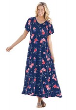 Woman Within Plus Size Petite Short-Sleeve Crinkle Dress